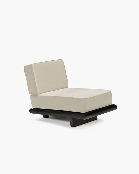 Canapé velours brume + cadre tulipier teinté foncé Ono 1