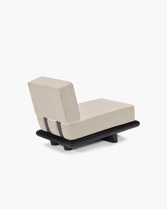 Mist fluwelen bank + donker gebeitst tulp frame Ono 1