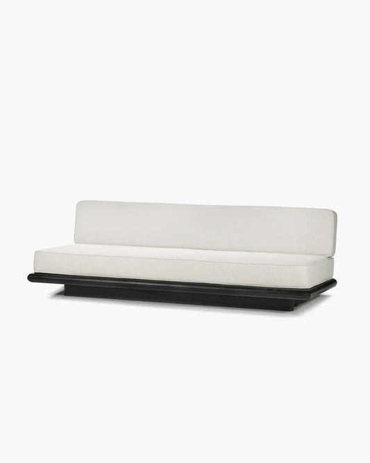 Canapé coco écru + cadre chêne noir Ono 3