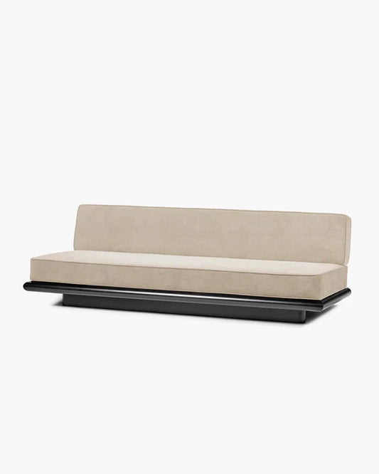 Canapé velours gris + cadre chêne noir Ono 3