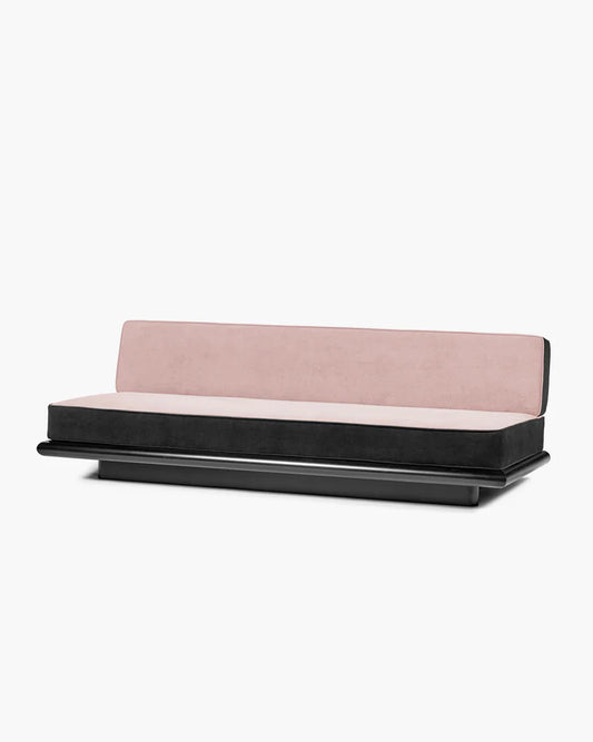 Canapé velours rose noir + cadre chêne noir Ono 3