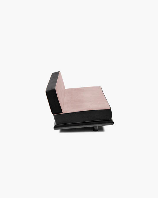 Canapé velours rose noir + cadre chêne noir Ono 3