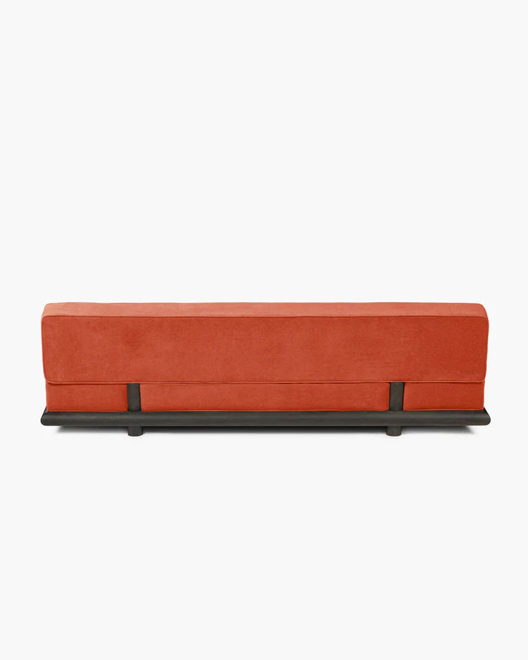 Canapé velours orange + cadre chêne brun Ono 3