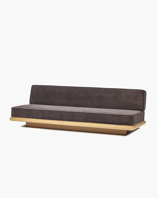 Canapé velours teinté + cadre chêne naturel Ono 3