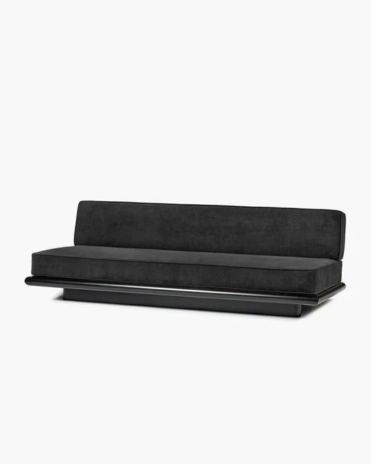 Canapé noir licot + cadre tulipier teinté foncé Ono 3