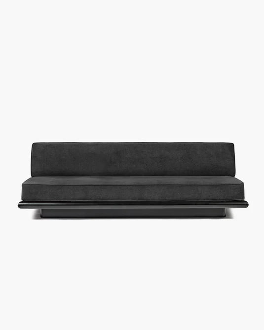 Canapé noir licot + cadre tulipier teinté foncé Ono 3