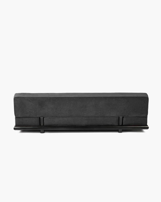 Canapé noir licot + cadre tulipier teinté foncé Ono 3