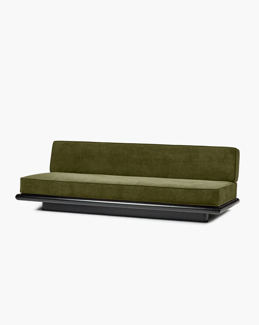 Canapé velours fougère + cadre tulipier teinté foncé Ono 3