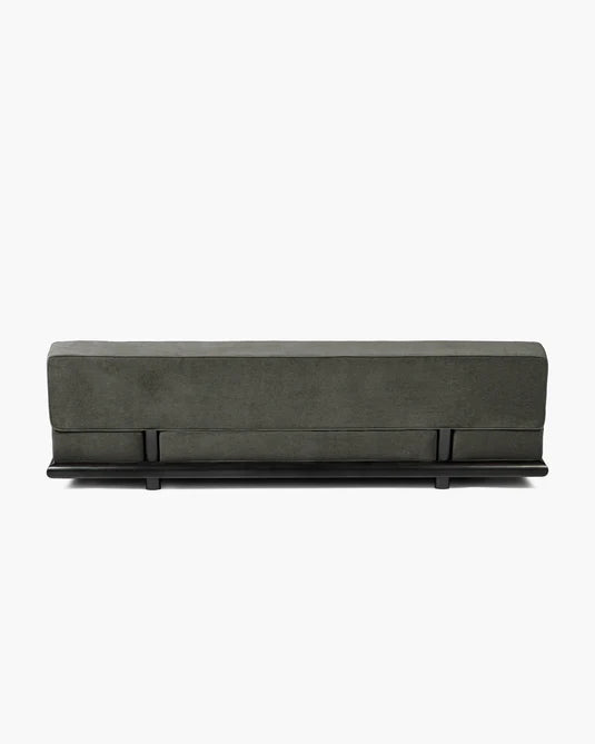 Canapé velours taupe + cadre tulipier teinté foncé Ono 3