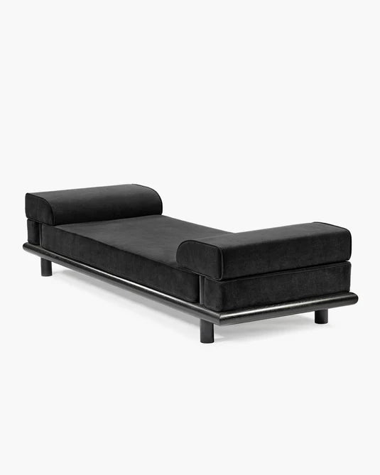 Beth black stained oak frame and licot daybed 