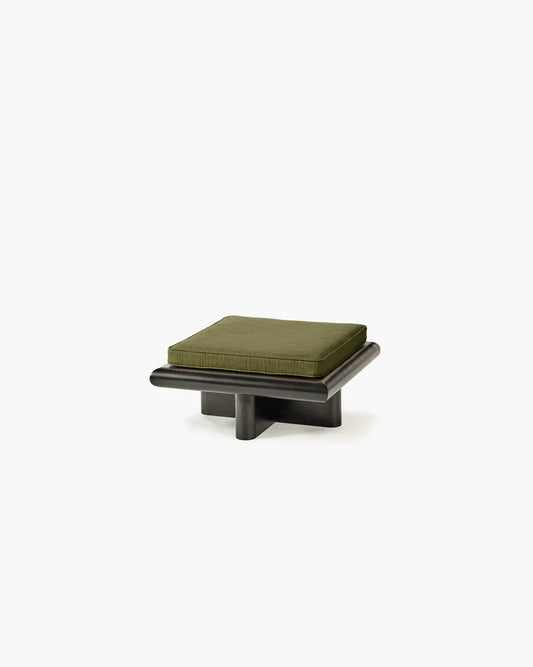 Banc S velours fougère + cadre tulipier teinté foncé Taka