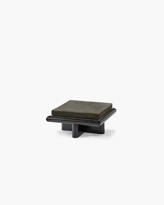 Banc S velours mode + cadre tulipier teinté foncé Taka