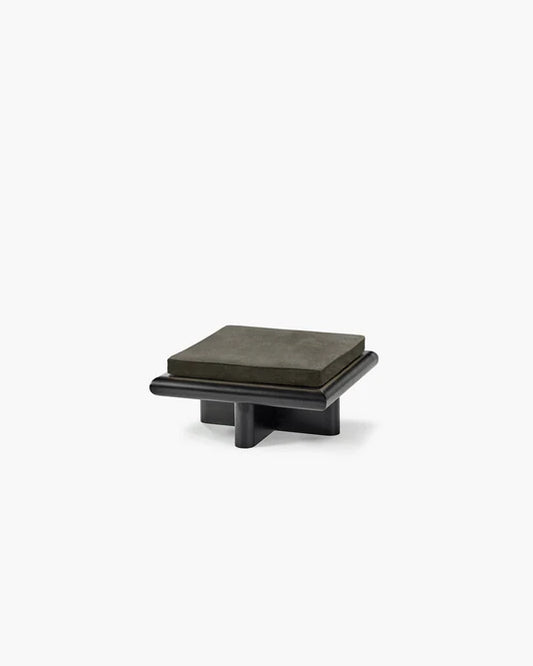 Banc S velours mode + cadre tulipier teinté foncé Taka