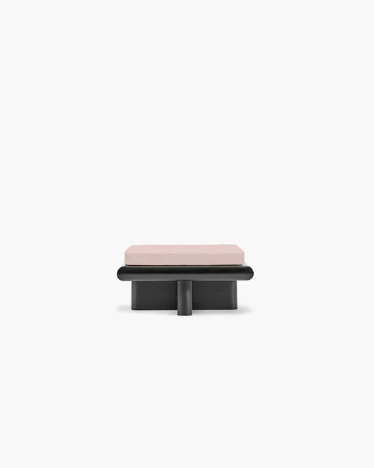 Banc S velours rose + cadre tulipier teinté foncé Taka