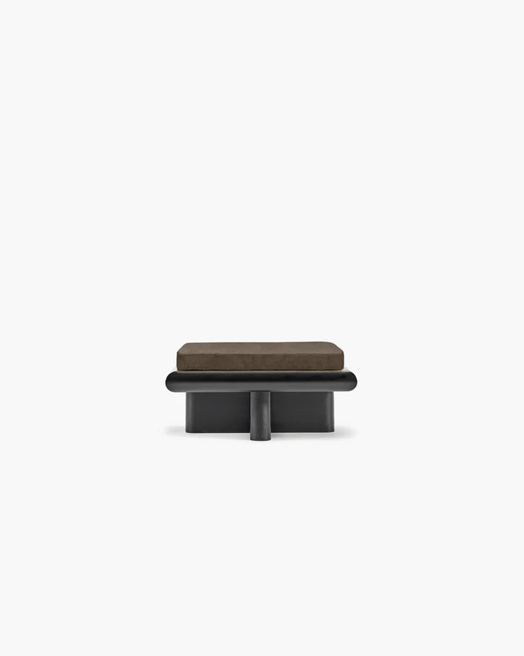 Banc S velours teddy + cadre tulipier teinté foncé Taka
