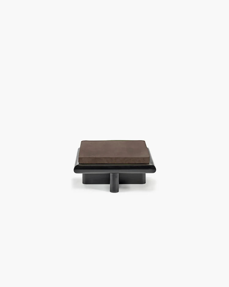 Banc S velours teddy + cadre tulipier teinté foncé Taka