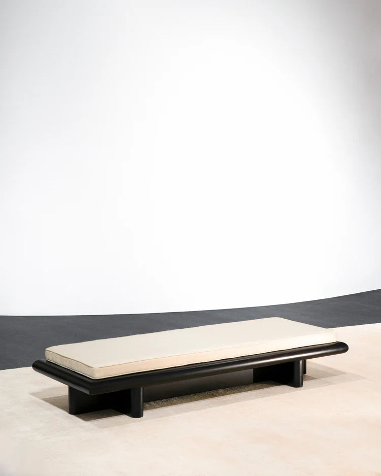 Banc L coco naturel + cadre tulipier teinté foncé Taka