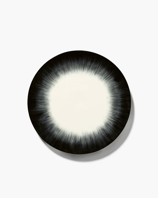 Assiette d'entrée blanc/noir variation 5 Dé