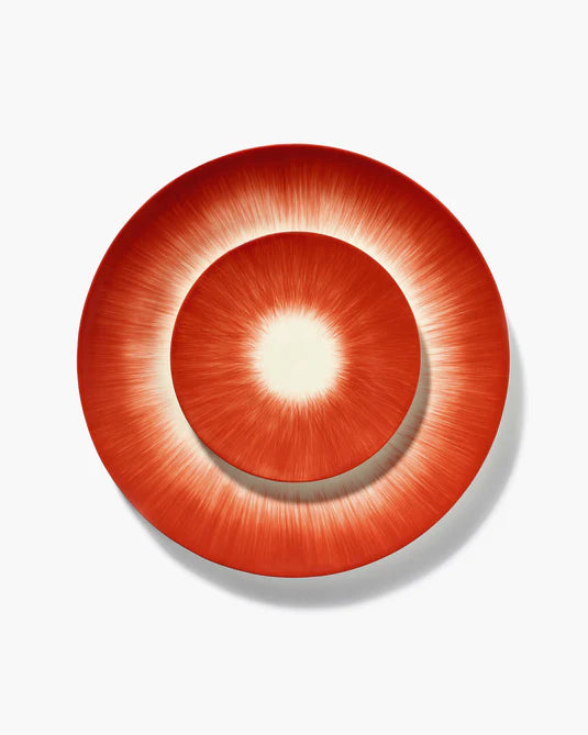 Assiette à dessert blanc/rouge variation 5 Dé