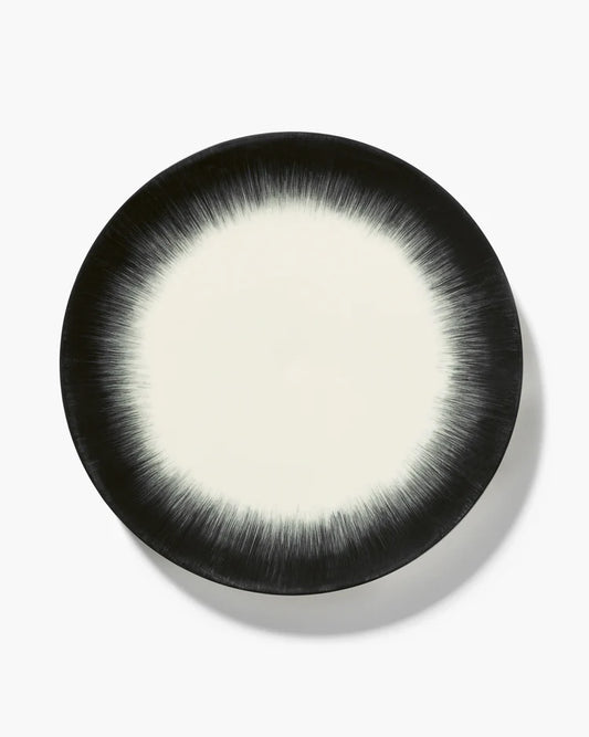 Assiette à dîner blanc/noir variation 5 Dé