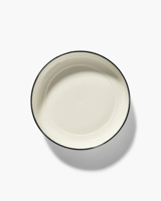 Assiette creuse L blanc/noir variation a Dé