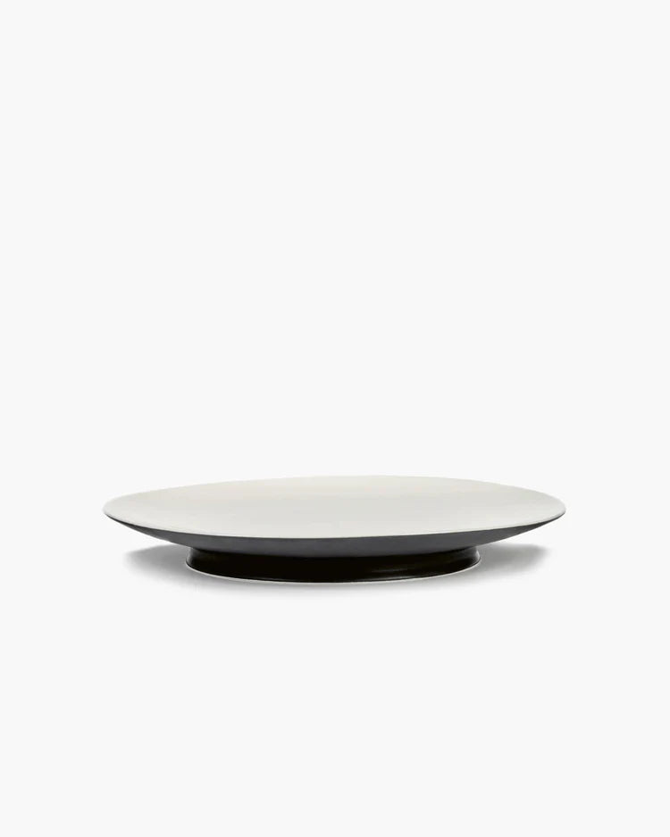 Assiette à dîner noir/blanc cassé Ra