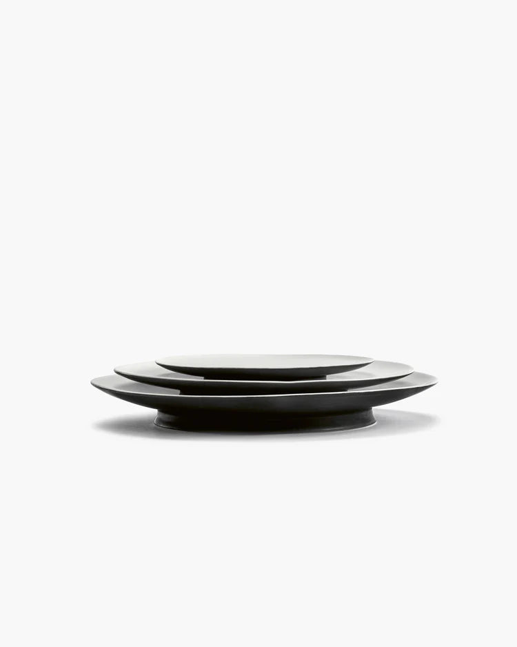 Assiette à dîner noir/blanc cassé Ra