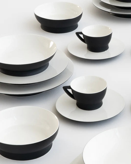 Ensemble complet 24 pièces Noir/Blanc cassé Ra
