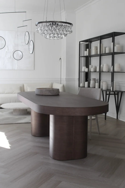 Cici table L brown oak/cream canvas 