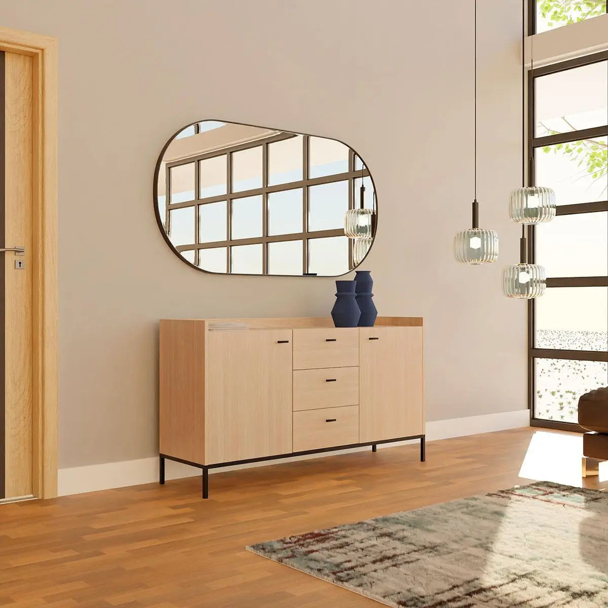 Zwarte ovale spiegel