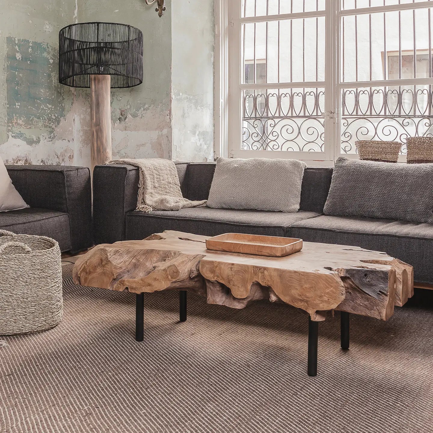 Root wooden coffee table