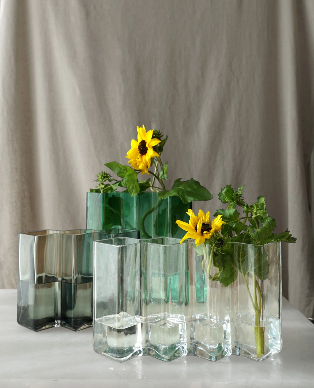 Smoked Row Three Vase