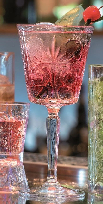 Tattoo stemmed glass set of 6